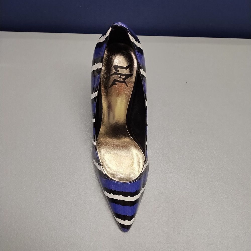 LFL Snakeskin Stiletto Pumps Heel Womens Sz 7 Purple Multi Pointed Toe Slip On - Picture 5 of 16